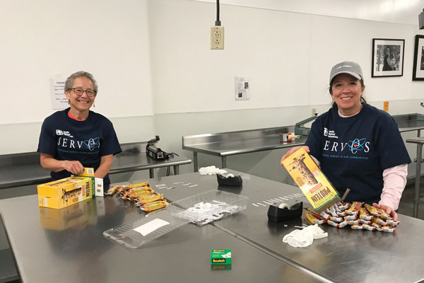 volunteers at foodbank