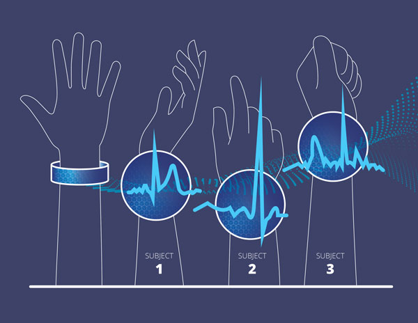 illustration of arms with different heartbeats