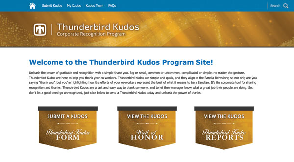 Kudos website screenshot