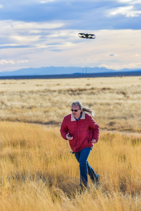 researcher with UAS in flight