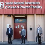 Mark Menezes, James Peery and Jeff Harrell in front of Z Pulsed Power building