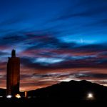 NEOWISE comet in night sky over Labs solar tower