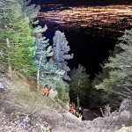 Albuquerque Mountain Rescue Council members undertake a night rescue on the mountains overlooking Albuquerque. 