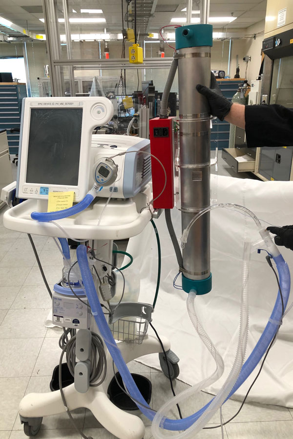 ventilator kit attached to respiratory machine