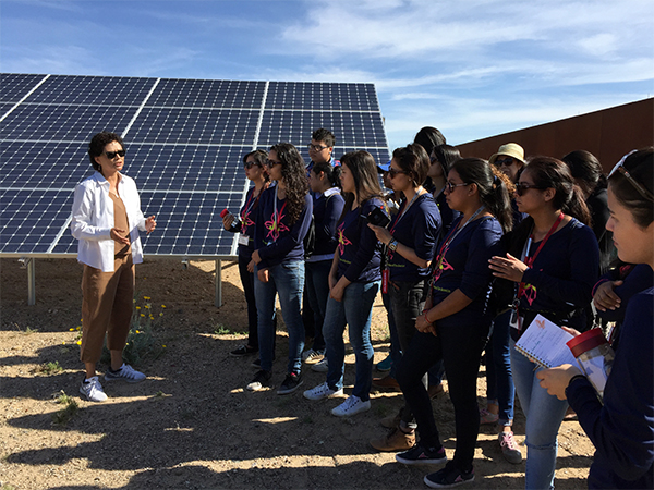 Sandia engineer Sandra Begay hosted the undergraduates on a tour of the renewable energy facilities at Isleta Pueblo.