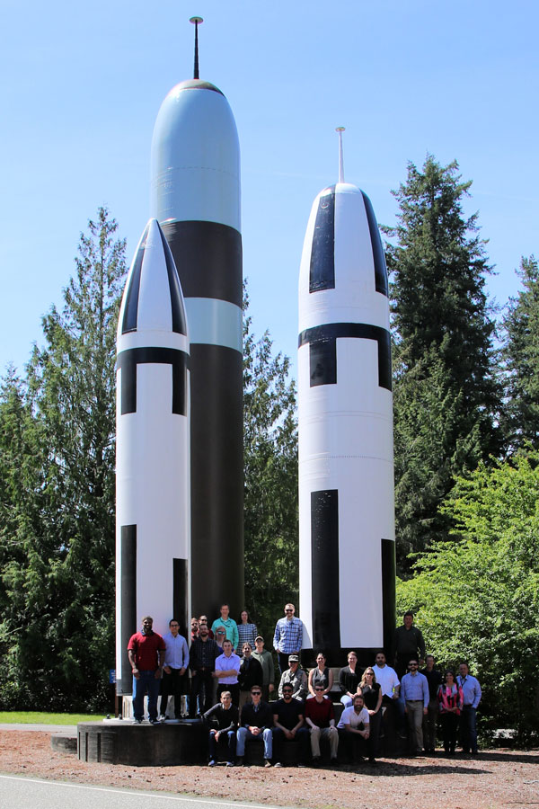 WIP class group photo in front of missile