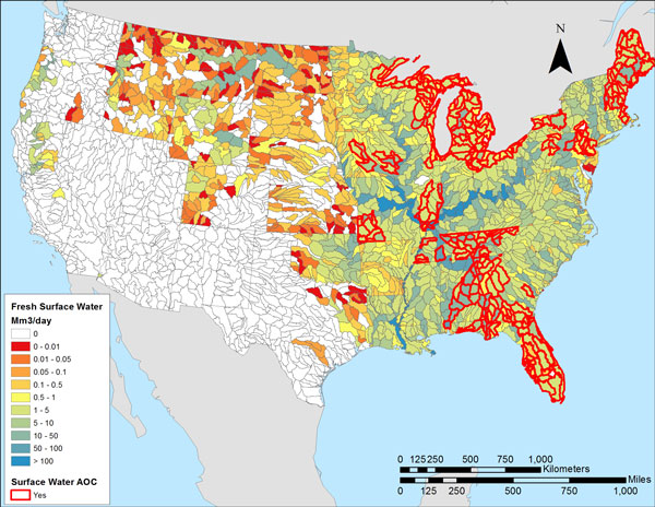 U.S. Water availability map
