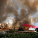 brush fire on outskirts of Sandia California property