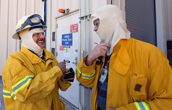 TEST-READY — Vince Valdez and Randy Foster (both 1533) about to enter FLAME for test preparation. (Photo by Randy Montoya)