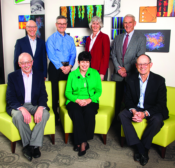 Current and former Sandia California VPs from top left to right: Rick Stulen, Steve Rottler, Marianne Walck, and John Crawford. Sitting: Paul Hommert, Mim John, and Tom Hunter.