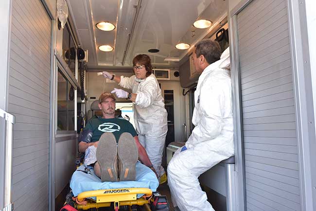 One "injured" individual was taken to a local hospital.
