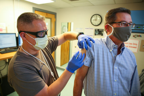 Peery gets a flu shot