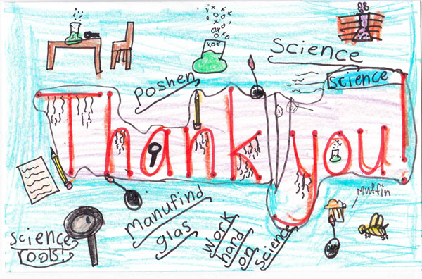 thank you note from Marie's daughter's science class