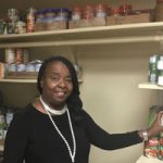 Bev McMillan checks the snack pantry