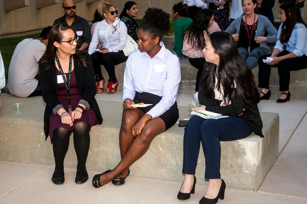 Sandia Women’s Connection host Lindsay Dugan visits with award recipients 