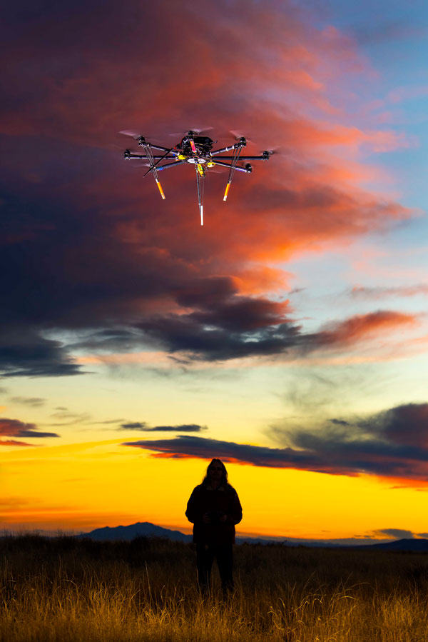 a drone at dusk