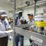 Students check mock nuclear items
