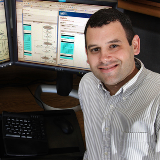 Researcher Casey Deccio (8966) has developed a visualization tool, now known as DNSViz, to help network administrators better understand Domain Name System Security (DNSSEC) and to help them troubleshoot problems. (Photo by Dino Vournas)