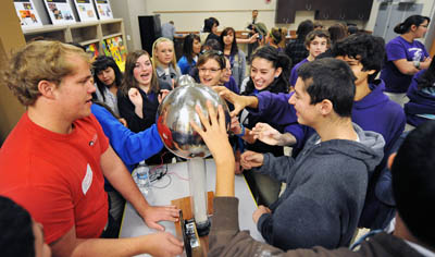 EVERYTHING NUCLEAR — Students from Albuquerque HighSchool enjoy hands-on activities at the National Museum of Nuclear Science & History during National Nuclear Science Week. (Photo by Randy Montoya)