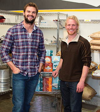 OLD FRIENDS, NEW ENTREPRENEURS — Taos Mountain Energy Foods founders Kyle Hawari, left, and Brooks Thostenson weren’t prepared for the success of their organic power bars. The self-described ski bums got help from the New Mexico Small Business Assistance program on the road to building a nationwide business.	(Photo by Sandra Valdez)