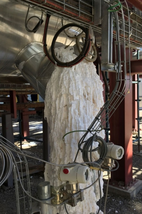 salt encrusted valve