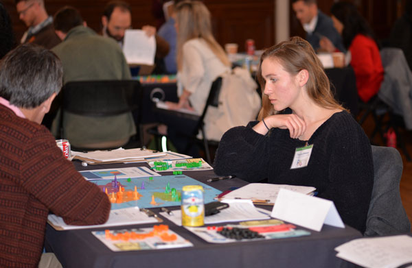 player examines game board