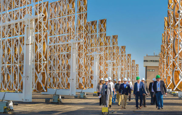 executives tour the solar tower facility