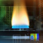 graphic of flame over backdrop of mass spectra and PAH compounds