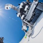 crawling robot inspects wind turbine