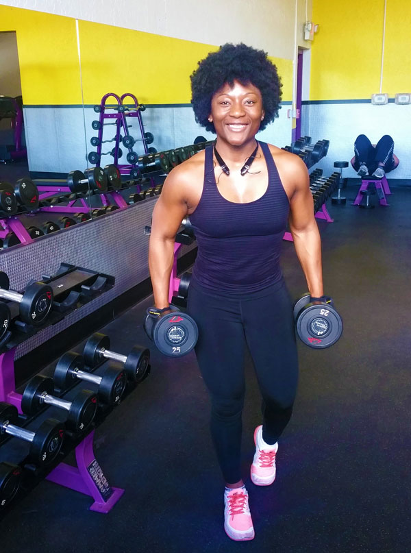 PUMPING IRON — Weight lifting is one way Olivia relieves stress. She competed in her first body building competition in 2014, where she secured two second-place finishes. (Photo courtesy of Olivia Underwood)