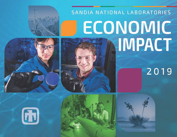 ECONOMIC BOOM — The Labs’ fiscal year 2019 Economic Impact brochure breaks down Sandia’s spending and spotlights its role in local and national economies. (Cover design by Lloyd Wilson)