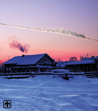 The asteroid that fell to earth near Chelyabinsk, Russia, gave scientists new insights into the risks of smaller asteroid impacts. (Simulation by Mark Boslough; rendering by Brad Carvey)