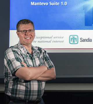 A new benchmark to more accurately measure the capabilities of modern supercomputers has been crafted by Sandia researcher Mike Heroux (1426), in collaboration with the creator of the widely used LINPACK benchmark, Jack Dongarra and his colleagues at the University of Tennessee and Oak Ridge National Laboratory. (Photo by Randy Montoya)