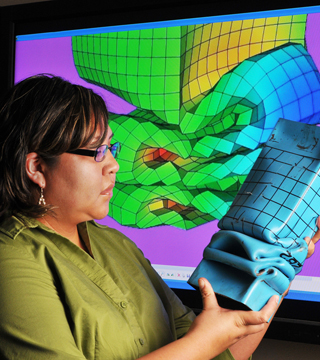 Modeling and simulation are increasingly important fields as engineers like Sandia’s Jhana Gorman tackle problems involving multiple scales of time and size. Readers of Woman Engineer magazine recently voted Sandia to the No. 4 spot on the magazine’s 22nd annual list of Top 20 Government Employers. (Photo by Randy Montoya)