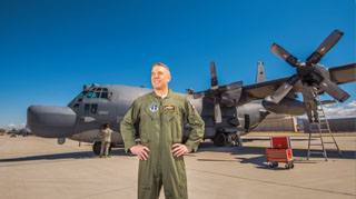 TAKING COMMAND - Physicist Clark Highstrete (5643) is the new commander of the Air National Guard 150th Fighter Wing at Kirtland Air Force Base. He says the post is the ultimate test of what a traditional, part-time Guard member can accomplish. (Photo by Randy Montoya)