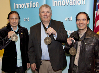 Image of <p class="wp">Laurence Brown, Matt Donnelly, and Jim Pacheco, recipients of Sandia's 2013 Entrepreneurial Awards.</p>
