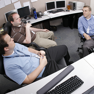 Digital natives like Jon Avery, Ben Schmoker, and Steve Cramer are among a new crop of Sandia/California student interns taking part in the Center for Cyber Defenders. They and future CCD interns in California are expected to take on the hard task of structuring and developing experimental science around cybersecurity and information technology.(Photo by Dino Vournas)