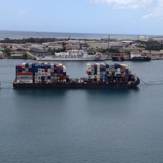 Auxiliary power through a hydrogen fuel cell may soon be piloted on the intra-island transport barge system in Hawaii. The fuel cell will replace the diesel generators used to supply power to containers on the barge.