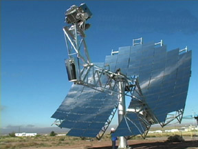 Researchers inspect solar stirling engine rig