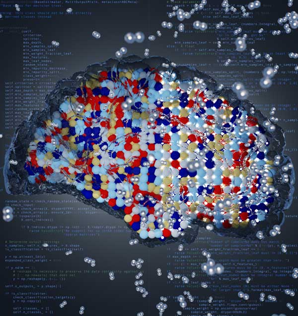 HIGH-SPEED CREATION — A group of Sandians and international collaborators used computational approaches, including explainable machine learning models, to elucidate new high-entropy alloys with attractive hydrogen storage properties and direct laboratory synthesis and validation. (Image by Matt Witman)