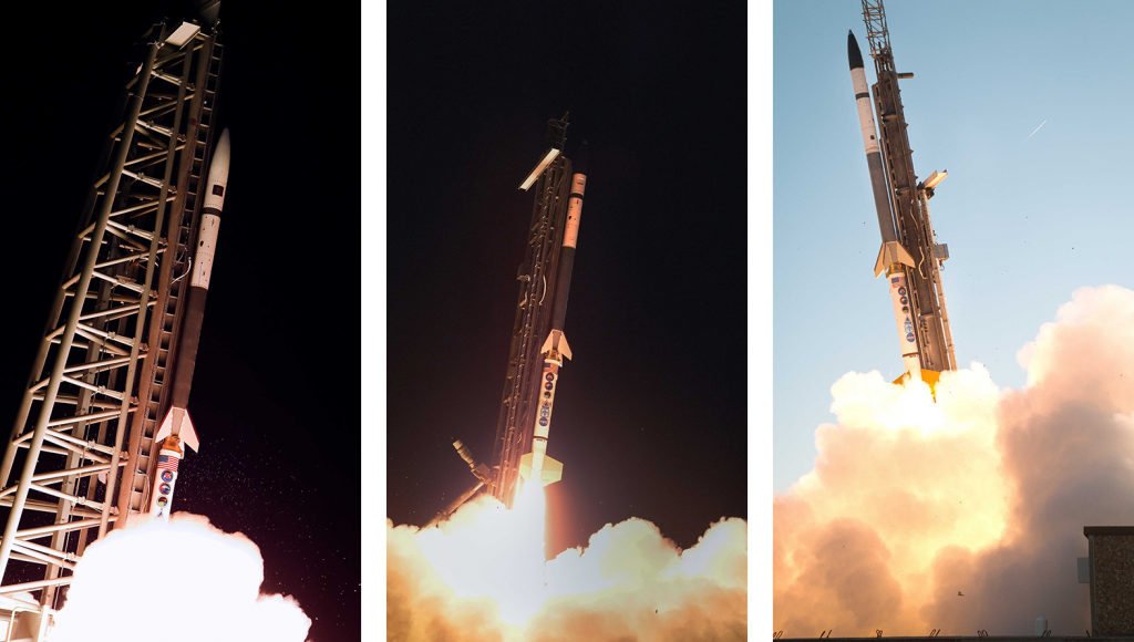1… 2… 3… BLAST OFF — Sandia conducted three sounding rocket launches for DoD on Oct. 20. The launches supported research for hypersonic weapons programs. (Photos by Mike Bejarano and Rana Weaver)
