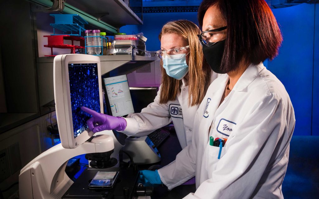PANDEMIC COUNTERMEASURES — Sandia researchers Jennifer Schwedler, left, and Yooli Kim Light advance the creation of a wide array of disease-fighting tools, including scientific discoveries to support new nanobody therapies.