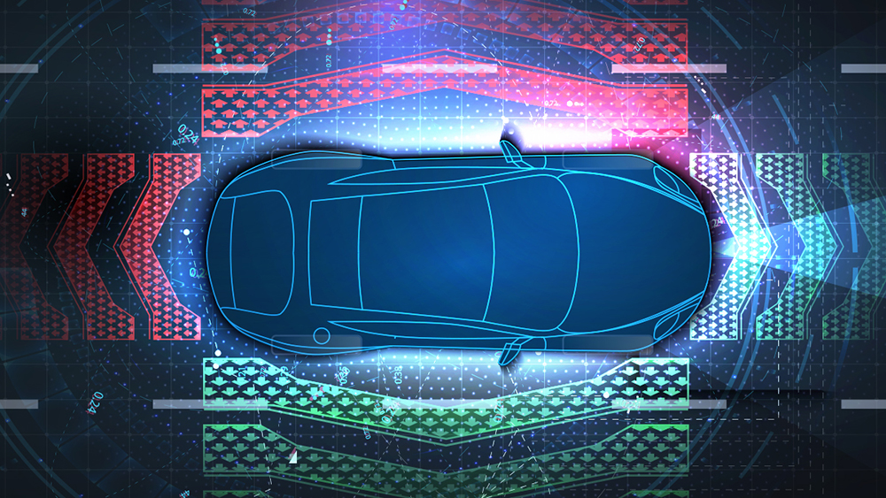 POWERFUL SENSORS — Sensors that feed information into an automated vehicle’s computer systems about the real-world driving environment, represented in this graphic, would need to be sensitive enough to capture changing conditions and energy-efficient enough to work within the limited power supply in an electric vehicle. (Image by Michael Vittitow)