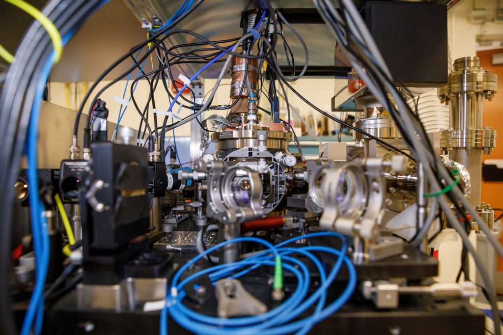 SCALING UP — Sandia has designed a faster, more accurate style of test for quantum computers, such as the one pictured here. (Photo by Bret Latter)