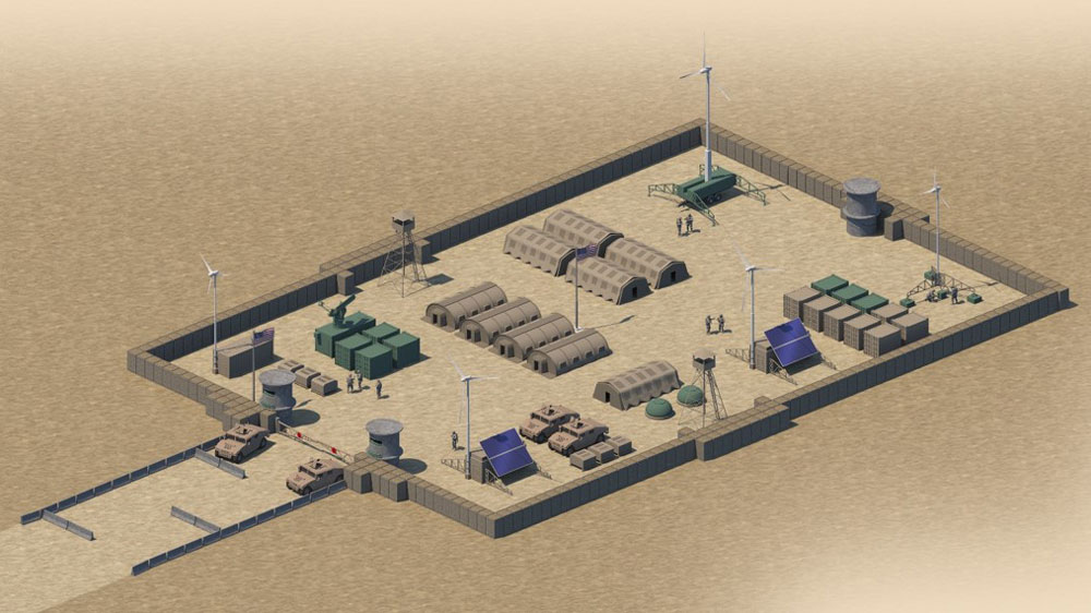 Rendering of various deployable wind and solar power concepts