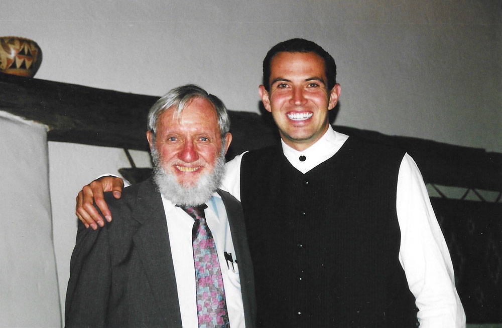 WIP WINS — Sandia senior engineer Doug Deming, right, with former Sandian and nuclear deterrence pioneer Leon Smith, who served as a senior mentor for Doug’s Weapon Intern Program class. (Photo courtesy of Doug Deming)