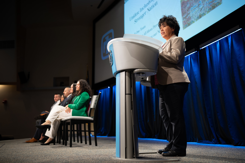 woman at podium