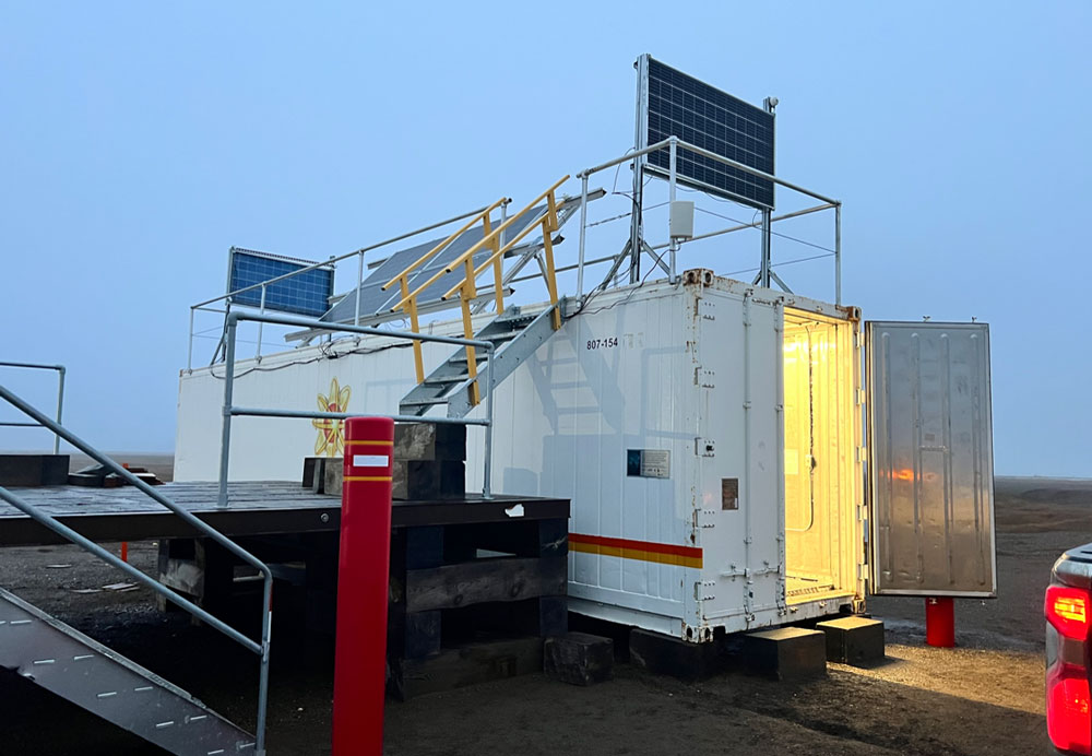 Image of Photovoltaic panels on storage container in Oliktok Point, Alaska