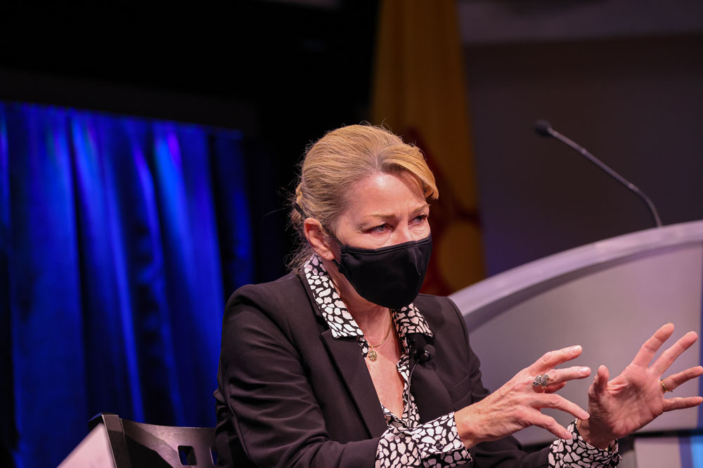 ALL HANDS ON DECK — Deputy Labs Director Laura McGill discussed the important of the mission and Sandia’s science and technology work during the Nuclear Deterrence All Hands meeting. (Photo by Lonnie Anderson)