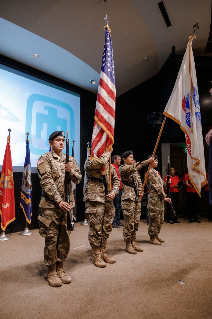 Image of University of California, Berkeley honor guard presents the colors at Sandia Veterans Day celebration